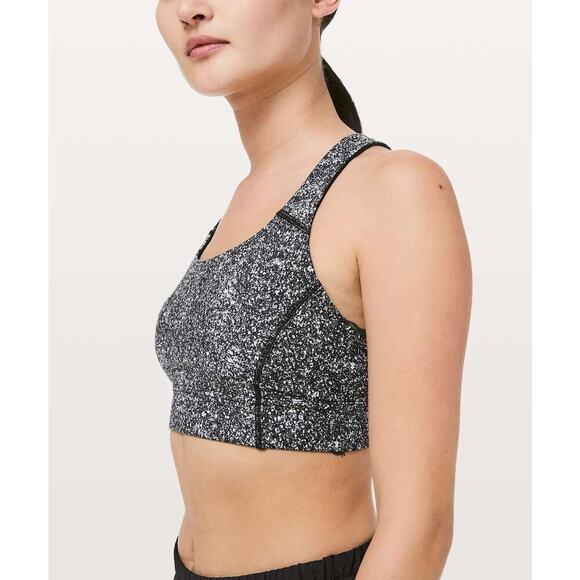 Lululemon Power Through Bra Diffuse Starlight Black Sz 4 - Picture 4 of 7